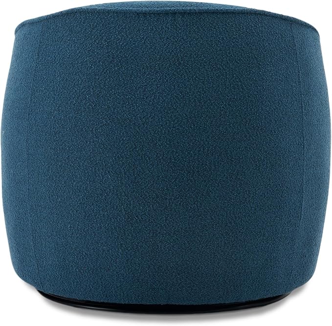 FaFaSoGoodFa Swivel Accent Chair Set, Modern Upholstered Boucle Barrel Arm Chairs with Pillow for Living Room, 360 Degree Round Swivel Sherpa Armchair with Round Base for Bedroom Club (2, Dark Blue)