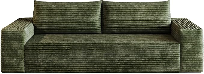 71" Loveseat Sofa in a Box,Plush Corduroy Fabric Deep Seat Couch,No Assembly Required,Space-Saving Design,Comfy Seater Sofa for Living Room, Apartment, Bedroom & Office,Modern,Green