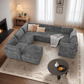 CAODOC Large 8 Seat Modular Sectional Sofa with Ottoman Seat Corduroy Sleeper Sectional Sofa Bed Oversized Convertible Modular Couch for Living Room