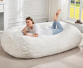 Hobestluk 6FT Bean Bag Chairs Adult Bean Bag with Portable Handle Comfy Large Bean Bag Lounge Chair with Removable Cover for Living Room Bedroom (Stripe White, 6FT)