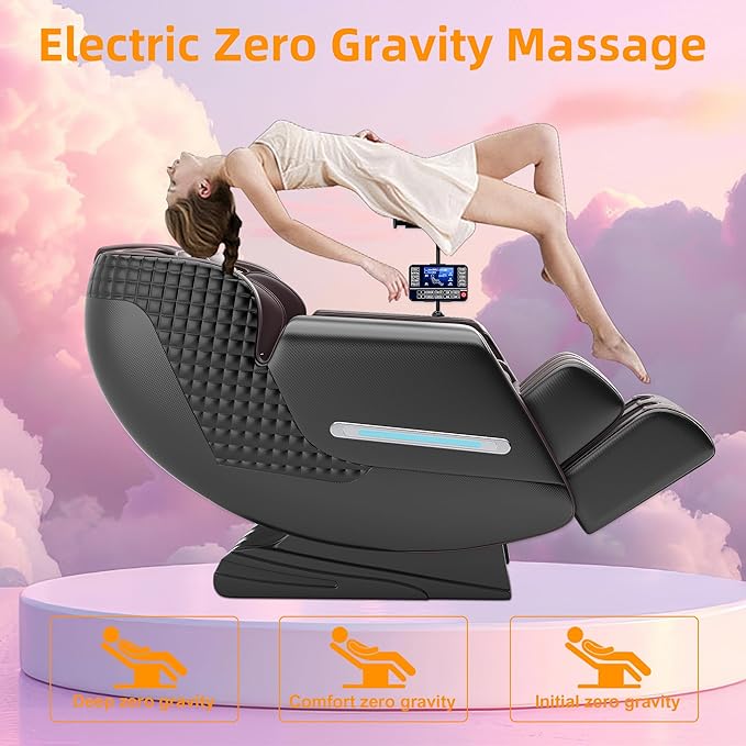 Massage Chair Full Body, 4D Zero Gravity Massage Chair Recliner with Heat, Shiatsu Massage Recliner Chair with 10 Fix Rollers, 5 Auto Modes, Foot Massage, Airbags, Control Screen