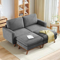 Vesgantti 68" Loveseat Sofa with Movable Ottoman, Comfy Corduroy Couch with Spring Cushion, Sofa Couch with Solid Wood, Modern Office Sofa with Deep Seat for Living Room and Bedroom, Dark Gray