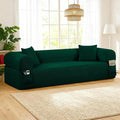 GJQ 3 Seater Boneless Couches for Living Room,Corduroy Couch with 2 Pillows & Storage,Memory Foam Couch in a Box,Compressed Floor Sofa with Armrests,No Assembly Required Cloud Sofa,Green