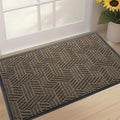 XADP Front Door Mat 36"x24" Indoors Outdoors Welcome Mats, Waterproof Non-Slip Rubber Backing Heavy Duty Doormat Outside Entrance, Low Profile Entryway Rugs Floor Mat for Patio, Pattern B Brown