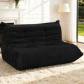HABUTWAY Bean Bag Chairs Fireside Lazy Floor Sofa, Soft Teddy Fleece 2 Seater Sofa with High-Resilience Foam Filling，Beanbag for Living Room, Bedroom, Office (Black Teddy)