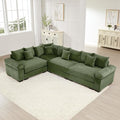 KEIKI 117" L-Shaped Oversized Corduroy Modular Cloud Sectional Sofa with High-Density Foam Cushion, Extra-Thick Armrest, Convertible 4-Seater Fluffy Corner Couch with 14 Pillow, for Living Room, Green