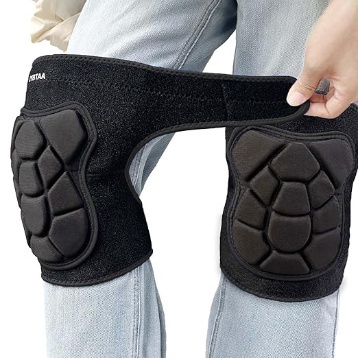 Men & Women Knee Pads, Garden Kneepads with Thick EVA Foam for Cleaning Flooring, Soft Knee Pad for Weeding Crawling Painter, Adjustable Safety Knee Cushion for Outdoor & Indoor Work for Christmas, Black M (1 Pair)