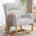 HCHAIRH Rocking Chair Nursery, Nursing Rocking Chairs for Mom Nursery, Comfy Wingback Glider Rocking Armchair with Foot Rest and Side Pocket for Nursery Living Room Bedroom, Light Grey