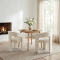 DAYALANE Modern Barrel Dining Chairs Set of 2, Upholstered Kitchen Chairs with Arms Comfy Chenille Side Chair for Living Room/Dining Room/Reception, Beige Chenille