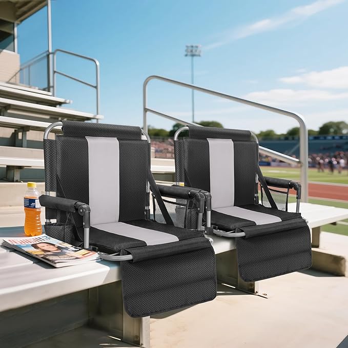 ALPHA CAMP Stadium Seat Chair for Bleachers with Back & Arm Rest