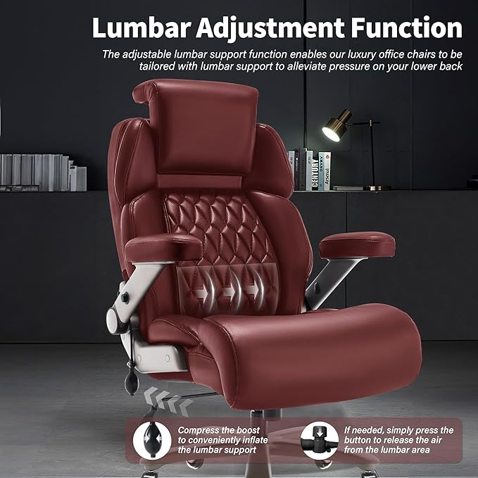 Big and Tall Office Chair 700lbs - Adjustable Headrest&Lumbar Support, 3D Flip Arms, Large Wheels &Heavy Duty Metal Base, Ergonomic High Back Computer Chair Desk Chair, Thick Padded Extra Wide Seat