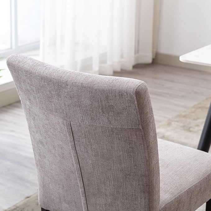 Watson & Whitely Upholstered Dining Chairs Set of 4, Fabric Armless Dining Room Chairs with Solid Wood Legs & Back Side Chair for Kitchen, Living Room, Restaurant, Gray