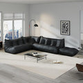 Comfy Lazy Floor Sofa Couch,Soft Armless Chair,Corner Faux Leather Lounge Chair,Corner Relax Sofa Couch for Living Room Bedroom,Salon Office,Adults(Corner+3P++2P+Ottoman)