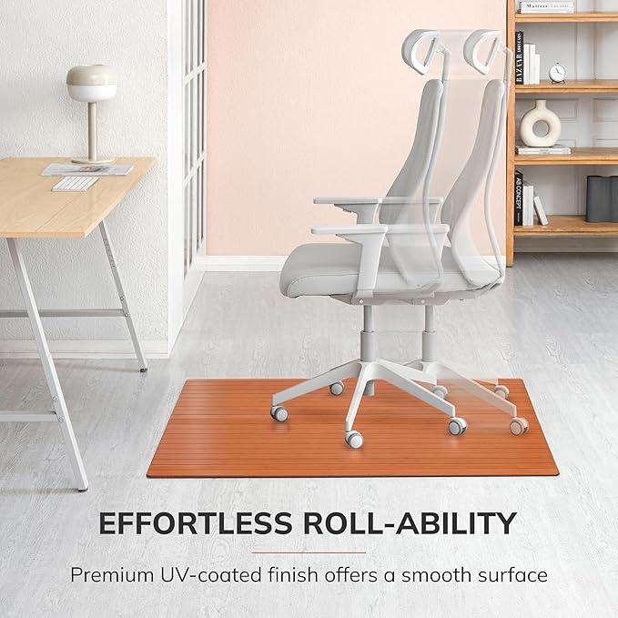 Anji Mountain Office Chairmat Thickest & Sturdy Bamboo Chairmats Highly Premium Quality Anti-Slip Heavy Duty for Multi-Purpose Hardwood Floor Office & Home Floor Protector Office Chair mat-5mm Thick