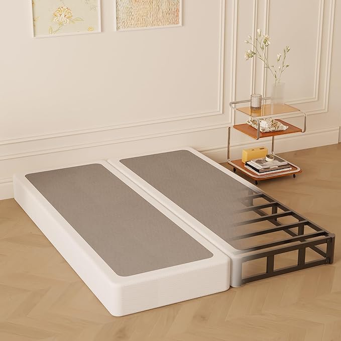 Maenizi Split Full Box Spring 3 Inch, Easy Assembly Bed Foundation, Heavy Duty Low Profile Metal Box Spring for Full Bed with Fabric Cover, Noise Free