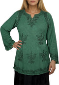 Agan Traders 2025 Winter Long Sleeve Diamond Neck Embroidered Tops - Medieval Boho Vintage Tunic Kurta Blouses for Women