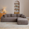 95" Boneless Cloud Sectional Couches for Living Room, Comfy Fluffy L Shaped Memory Foam Deep Seat Boneless Couch, Modular Sectional Sofa with Right Facing Chaise, Brown