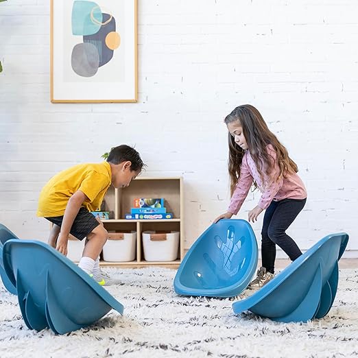 ECR4Kids Leaf Floor Seat, Rocker Chair, Peacock Blue, 6-Piece