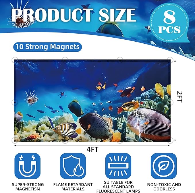 8 Pcs Fluorescent Light Covers - 4 x 2 Feet Covers for Ceiling Lights, Magnetic Light Filters for Classroom, Office, Hospitals, Home