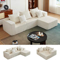 102" Modular Sectional Sofa for Living Room,Boneless Couch in A Box with Ottoman,Memory Foam Sectional Couches for Apartment,Cloud Couch No Assembly Required,Beige