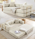 78" Convertible Sleeper Sofa Bed, Corduroy Folding Sofa Bed with Fixed-Shape Frame, Fold Out Floor Mattress Couch, Lazy Compression Sofas for Living Room, Bedroom, No Assembly Required, Beige