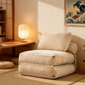 75''Foldable Sofa Bed,Beige Convertible Folding Sleeper Chair Bed,Foldable Single Sofa Foam Filling Couch with Pillow, Comfy Corduroy Lazy Floor Sofa for Small Room Living Room Bedroom Apartment