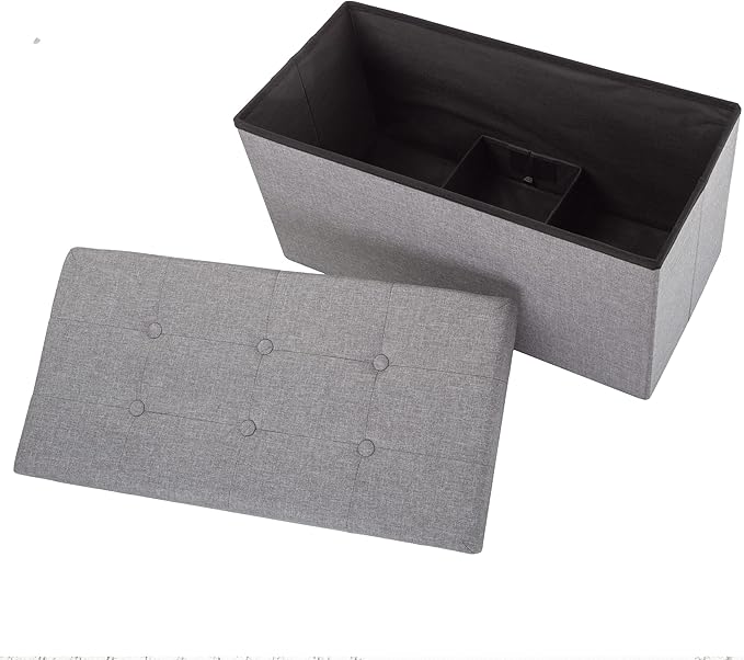 Lavish Home Storage Ottoman ' Folding Foot Rest Toy Chest or Shoe Bench Organizer with Removable Bin
