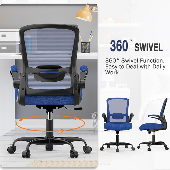 Mimoglad Office Chair, Ergonomic Desk Chair with Adjustable Lumbar Support, High Back Mesh Computer Chair with Flip-up Armrests-BIFMA Passed Task Chairs, Executive Chair for Home Office