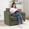 MINCETA Oversized Accent Chair for Living Room, 360° Swivel Barrel Chair with High Density Foam, Modern Glider Chair with Performance Fabric Upholstered Armchair for Apartment, Bedroom Green