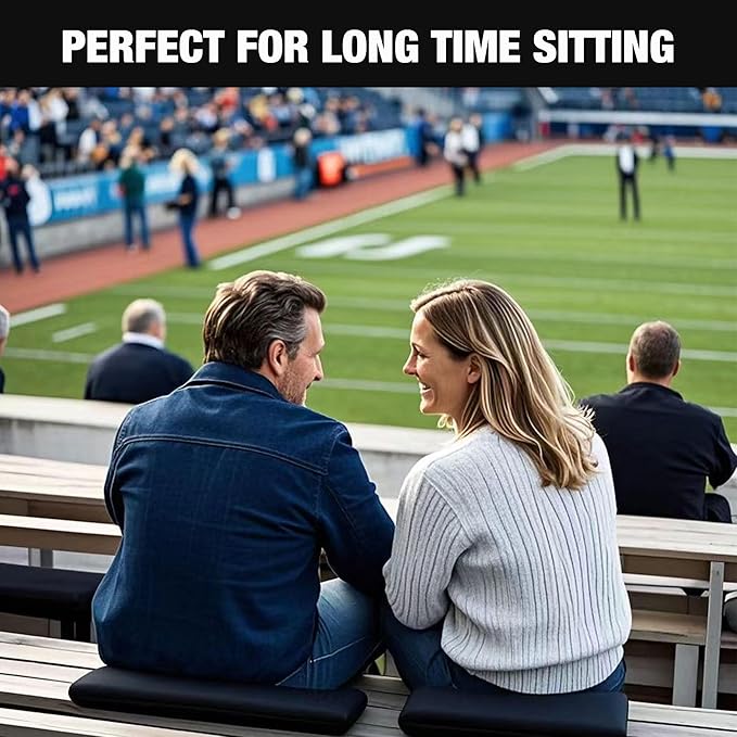 UCOMFEEL Portable Stadium Seat Cushions with Handle, 2 Inches Thick, Waterproof Oxford Fabric, Zipper Design, Set of 2 (Black)