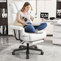 GYI Criss Cross Chair with Wheels, 160°Big and Tall Reclining Office Desk Chair with High Back, Wide Seat, Arms, Footrest, White