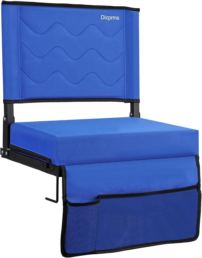 Stadium Seats for Bleachers with Back Support,Bleacher Chairs with Back and Cushion Bleacher Seats Portable Stadium Seats Thick Padded Folding Chair Comfort for Sports Events Blue