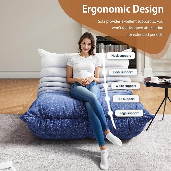 Selyteramy Oversized Bean Bag Chairs for Adults, Giant Beanbag Chair with Memory Foam, Comfy Lounge Chair Lazy Sofa for Apartment, Living Room, Bedroom, Office(Knit Fabric)