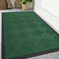 Smiry Front Door Mat Outside Entrance, Heavy Duty Outdoor Indoor Natural Rubber Doormat, Non Slip, Trap Dirt and Moisture, Easy Clean, Low Profile Patio Porch Entryway Mat, 47x32, Green