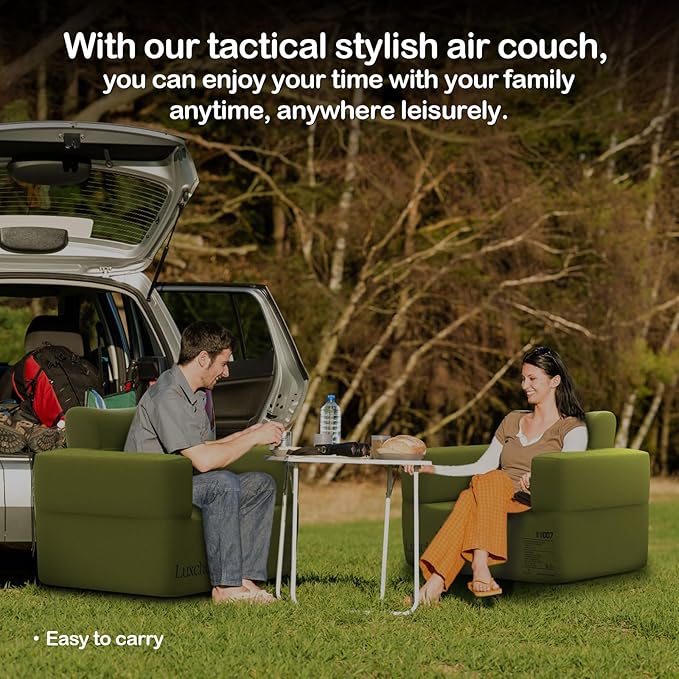 Luxchoice Inflatable Couch Premium Oxford Cloth Inflatable Sofa with Built-in Pump Rechargeable Portable Blow Up Couch for Camping Outdoor Travel Home Guests Backyard Patio | Durable Fabric, Easy Inflation, Waterproof, Puncture Resistant, Luxury Stylish