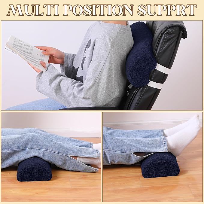 Sintuff Recliner Leg Rest Cushion Sofa Footrest Pillow with Cover Half Moon Bolster Pillow Under Knee Pillow for Sleeping On Back Alleviating Pain, 19.7 x 8 x 3.5 Inch (Dark Blue, 1 Pcs)