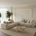 Oversized Modular Sectional Sofa with Ottomans,5 Seater Corduroy V Shaped Reversible Corner Couch,141.73" Convertible Sofa & Couch Free Combination for Living Rooom,Beige