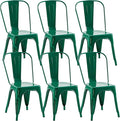 Metal Dining Chairs Set of 6,Stackable Tolix Chair Indoor/Outdoor for Kitchen,Cafe,Restaurant,Bistro & Patio Multiple Colors(Green)
