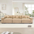 KEIKI 130" Oversized Corduroy Modular Cloud Sectional Sofa with High-Density Foam Cushions, Extra-Thick Armrest, Upholstered Modern 3-Seater Fluffy Corner Couch with 9 Pillow, for Living Room, Camel