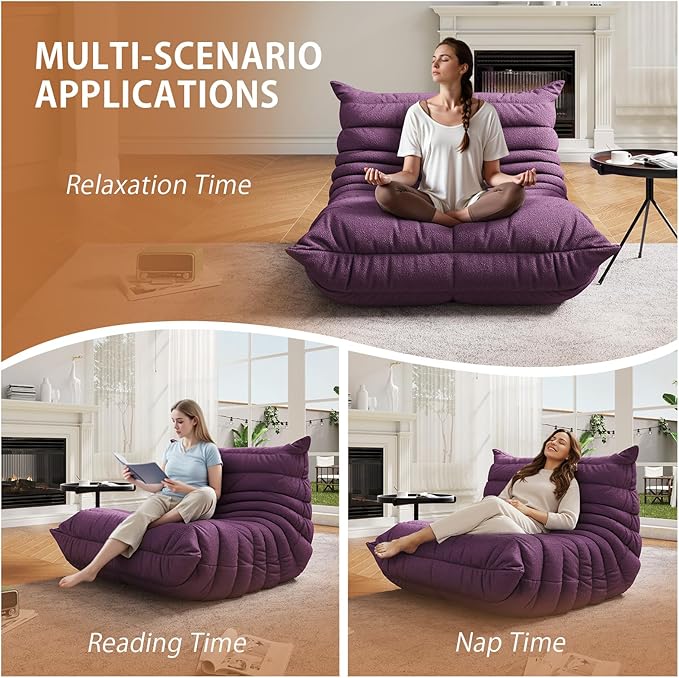 Selyteramy Oversized Bean Bag Chairs for Adults, Giant Beanbag Chair with Memory Foam, Comfy Lounge Chair Lazy Sofa for Apartment, Living Room, Bedroom, Office(Teddy Fabric)