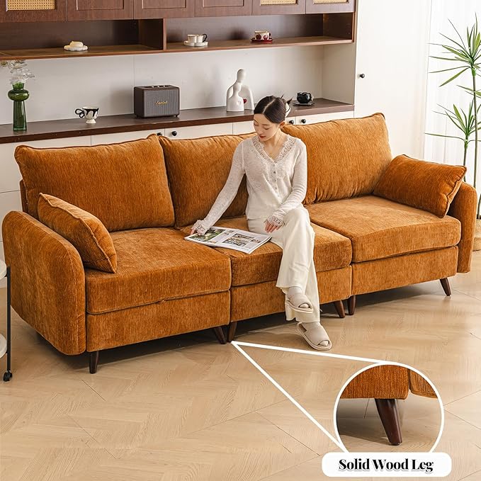 Rexulqo 135'' Modular Sectional Sofa with All Seats Storage, Oversized U Shaped Couch,4-Seater Comfy Cloud Couch with Movable Ottoman,24.5'' Deep Seat,Big Sofas for Living Room,Bedroom,Velet,Yellow