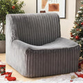 Trenda 32'' Boneless Chair, Super Comfy Bedroom Accent Chair, Sofa Chair, Soft Faux Fur Cover Floor Couch for Living Room,College, Dorm to Reading& Gaming(Grey)