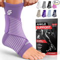 Sleeve Stars Ankle Brace for Women & Men, Ankle Wrap for Sprained Ankle, Compression Sleeve for Plantar Fasciitis Relief, Easy Customizable Support: w/Removable Strap (Pair/M:10"-12"/Light Purple)