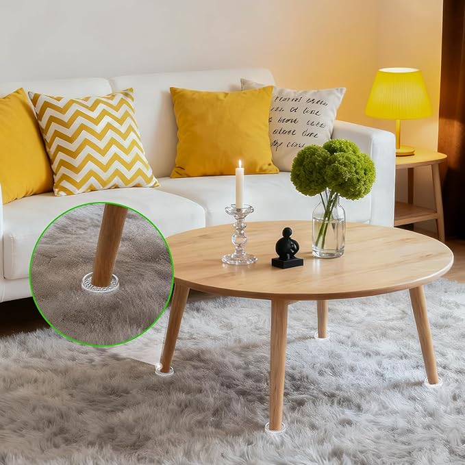 GAGUIUP Clear Non Slip Furniture Pads - 2" Anti Slide Caster Cups, 4PCS Round Furniture Coasters for Hardwood Floors & Carpet, Wood Floor Protectors for Furniture Leg, Table Chair Couch Bed Stoppers