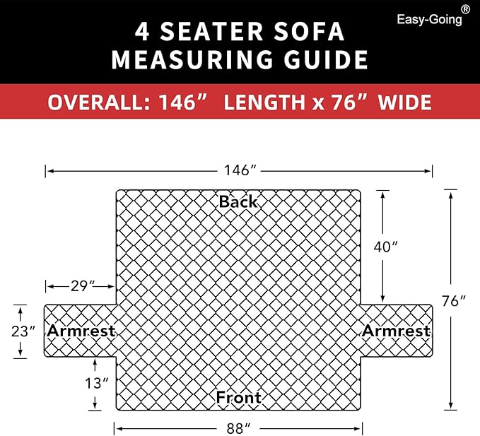 Easy-Going 4 Seater Sofa Slipcover Reversible Sofa Cover Water Resistant Couch Cover with Foam Sticks Elastic Straps Furniture Protector for Pets Children Dog Cat (XX-Large, Gray/Ivory)