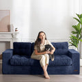 MAXYOYO 3-Seater Boneless Sofa Couch, Tufted Corded Sofa Lounge for Living Room, Comfy Bean Bag Chair High-Density Foam Couch with Pillows, No Assembly Required