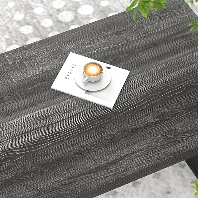 FOLUBAN Coffee Table, Modern Industrial Wood and Metal Center Table, Rectangle Cocktail Tea Table for Living Room, Dark Gray, 44 Inch