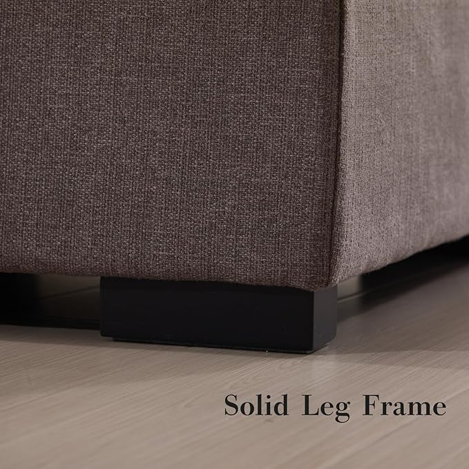 HEAY-YO 93 Inches Modern Modular Sectional Sofa,L Shape 3-Seater Comfy Couch with Moveable Ottoman,Floor Sofa for Living Room Bedroom Apartment,Linen Grey