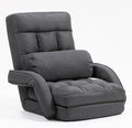 DeeLyan Indoor Floor Chair with Armrest and Pillow Folding Chaise Lounge Sofa 14-Position Adjustable Comfy Gaming Recliner Chair Padded Seats for Adults (Grey)