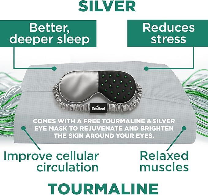 Luxury Tourmaline Grounding Sheets Queen 20% Silver Fiber, 76% Tourmaline Cotton, 4% Silk, SGS Quality Certified Grounded Well Bed Sheet - Conductive Earth Fitted Sheet for Better Sleep, Cloud Grey